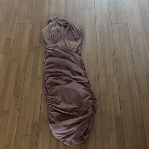 House of CB One Shoulder Dress in Dusty Rose